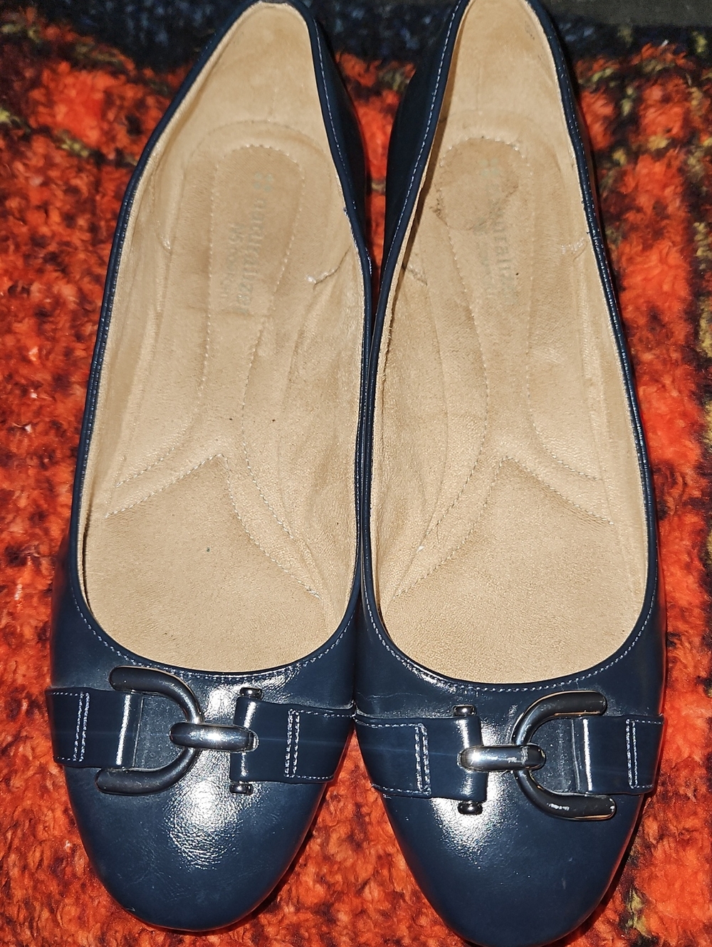 Naturalizer Navy Leather-Trim Ballet Flats